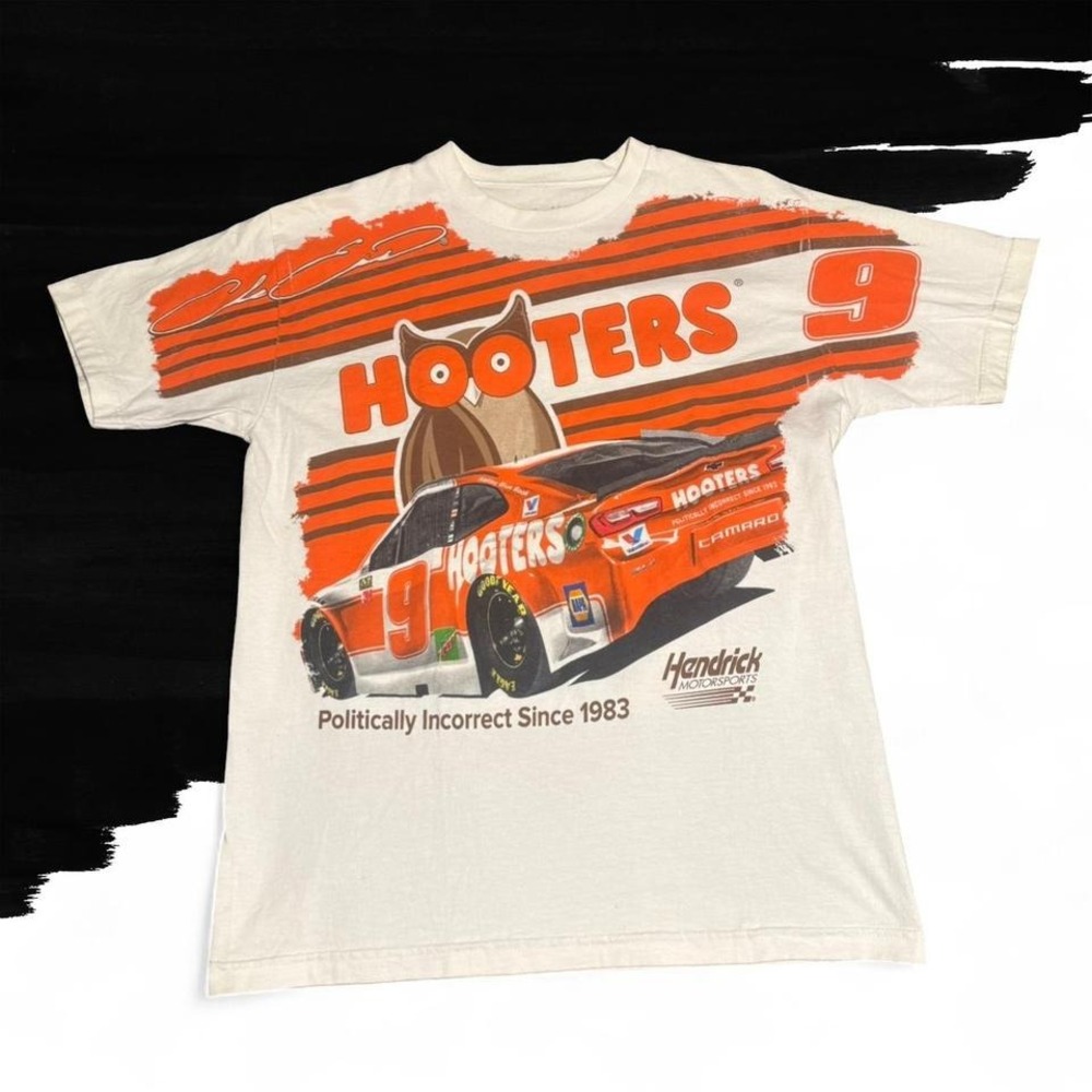 Nascar Hooters White Orange Graphic Tank Top